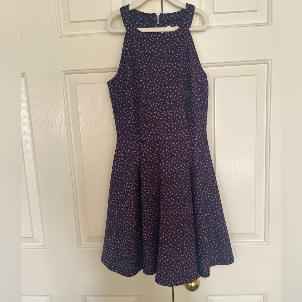 Navy and Pink Skater Style Dress